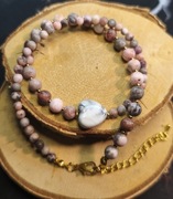Choker kamienie naturalne rodonit różowy 