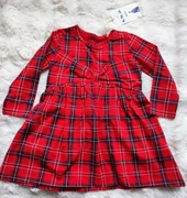 Sukienka czerwona w kratkę 5.10.15 r. 80 nowa z metką święta 