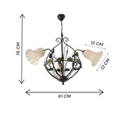 TRÓJCA - Żyrandol vintage 3-punktowy, kremowe szkło
