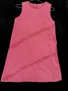 Sukienka letnia lniana polska 146/152 len bawełna różowa 11/12 lat trapez