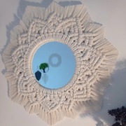 Dekoracyjne lustro ścienne makrama rękodzieło 