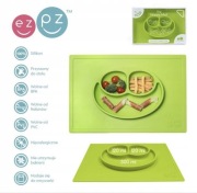 EZPZ Silikonowy talerzyk z podkładką 2w1 Happy Mat zielony