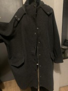 C&A płaszcz kurtka trencz parka kaptur flausz oversize grafit duży