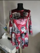 Sukienka welurowa kwiaty Anbor 