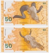 ESHER - zestaw 2 banknotów testowych szwajcarskiej Orell Füssli , jak PWPW