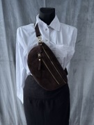 Nerka torebka czekolada zamsz naturalny Włoska - nowa