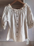 Bluzka lniana 100% len vintage 40 boho hiszpanka guziki nowa
