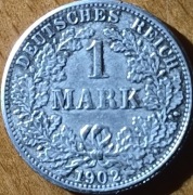 NIEMCY - 1 MARKA 1902 r. J - SREBRO Ag