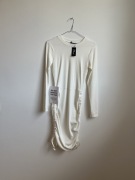 Roco Fashion Nowa biała dzianinowa sukienka etui na długi rękaw M 38