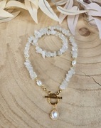 Naszyjnik Choker z Kamieni Naturalnych Perły Naturalne Kryształ Górski 