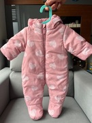 Kombinezon zimowy ocieplany dla niemowląt 0-3 mies rozmiar 62 cm różowy
