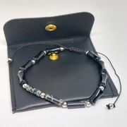 Bransoletka męska z obsydianem śnieżnym ręcznie robiona na prezent