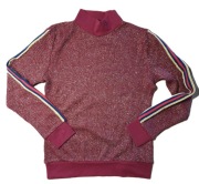 Półgolf bordowy ze złotą nitką i lampasem, bluza sweter rozmiar XS/S, 34/36