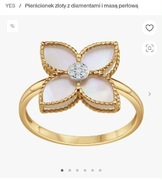 Pierścionek złoty z diamentami i masą perłową YES