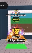 Gold Chimpanzini Spiderini 4.6m/s ,,steal a brainrot 