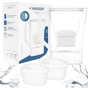 Dzbanek Filtrujący Wessper D3 Slim Aquamax 2.7, 3 filtry, filtr wody