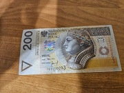 Banknot obiegowy 200zl Seria YB2950093 - zastępcza