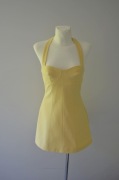 Zara krótka żółta sukienka mini butter yellow retro 60's dress 36 S