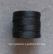 Nici nylonowe SuperLon Standard kolor czarny 0,5mm - szpulka