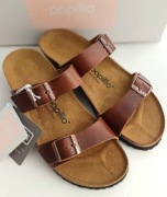 Skórzane sandały Birkenstock Papillio na koturnie 38 brąz skóra naturalna