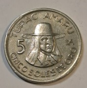 558. Moneta Peru 5 soli 1977 rok