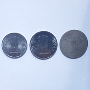 Monety, Indie 1 rupia 2016, 2 rupie 2013, 1 rupia 1991