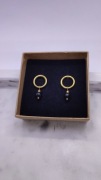 Nowe z metką pozłacane kolczyki z naturalnymi kamieniami 