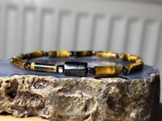 Męska bransoletka turmalin tiger eye srebrne dodatki oko tygrysie prezent