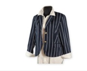 Żakiet ADAGIO 48 Granatowy BAWEŁNA Styl Marynarski Złote Guziki