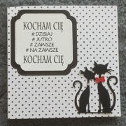 Kartka walentynkowa ręcznie robiona koty kotki