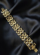 Biżuteria z Toledo, szeroka, złota bransoletka damasceńska