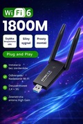 Adapter USB WiFi 6 – dwuzakresowy 1800 Mb/s