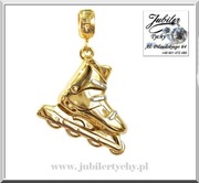 Charms złote rolki, łyżworolki rolka złoto Au 585