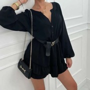 Kombinezon sukienka z falbanką długi rękaw oversize-xl