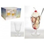 pucharek szklany 6szt. kielich do deserów lodów 290 ml tłoczony wzór LIŚCIE