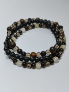 Bransoletki 3szt, 15cm lawa wulkaniczna,tygrysie oko,kwarc dymny,obsydian