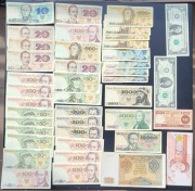 ZESTAW BANKNOTÓW , PRL 36 szt. od 10 do 10000 bon dolary 41 walorów 