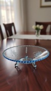 Szklana patera vintage / DDR / niebieskie szkło, lata 50–60.