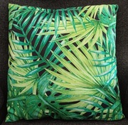 Welurowa poduszka w liście, wym. 45 x 45 cm