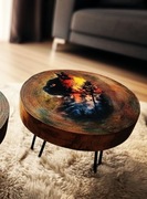 Zestaw 2 stolików designerskich leśne koty unikat handmade prezent premium