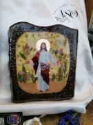 Unikatowy Obraz Religijny 3D na Drewnie – Rękodzieło, Żywica Epox. ,Prezent