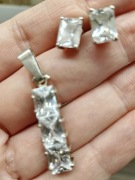 Srebrny zestaw z cyrkoniami : zawieszka plus kolczyki 925 świeta ślub miko