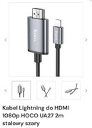 Kabel Lightning do HDMI 1080p HOCO UA27 2m stalowy szary