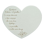 MR76 Serce z sentencją Dla Babci i Dziadka 12x10 cm białe 
