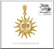 Złoty wisiorek słońce złote słoneczko z cyrkoniami