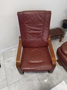 Fotel skórzany z podnóżkiem 