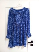 niebieska chabrowa kobaltowa sukienka w groszki grochy pensjonarka 40L