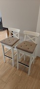 Krzesła stołki barowe białe wysokie Ikea INGOLF