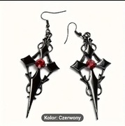 Vintage Gothic czarny krzyż w kształcie czerwonego kamienia 