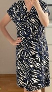 MOHITO SUKIENKA rozm.XL wielokolorowa zwierzęcy granat-biel-czerń kopertowa